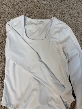 Old Navy White Long-Sleeve Scoop Neck Bodysuit